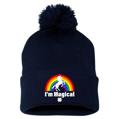 I'm Magical Clover Unicorn Pom Pom 12in Knit Beanie