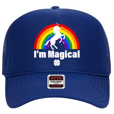 I'm Magical Clover Unicorn High Crown Mesh Back Trucker Hat