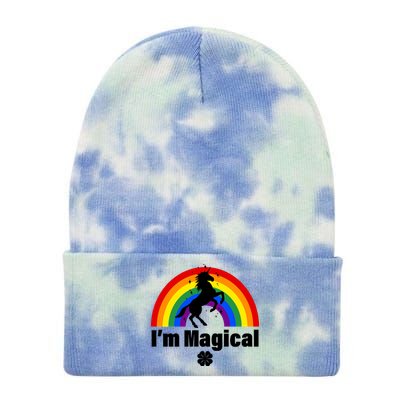 I'm Magical Clover Unicorn Tie Dye 12in Knit Beanie