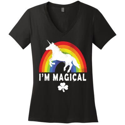 I'm Magical Unicorn Funny St. Patrick's Day Women's V-Neck T-Shirt