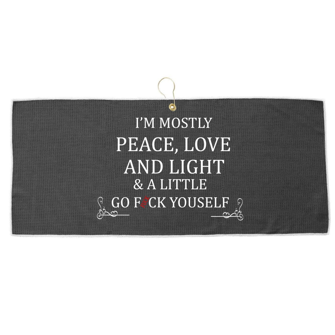 I'm Mostly Peace Love And Light  Large Microfiber Waffle Golf Towel