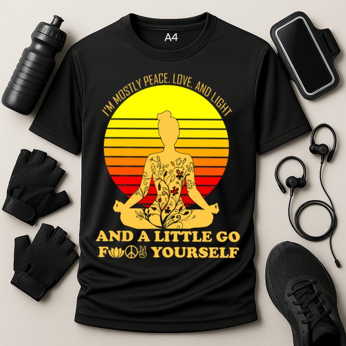 I'm Mostly Peace Love And Light Funny Cooling Performance Crew T-Shirt