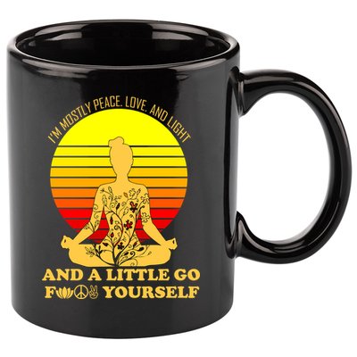 I'm Mostly Peace Love And Light Funny 11oz C Handle Ceramic Mug