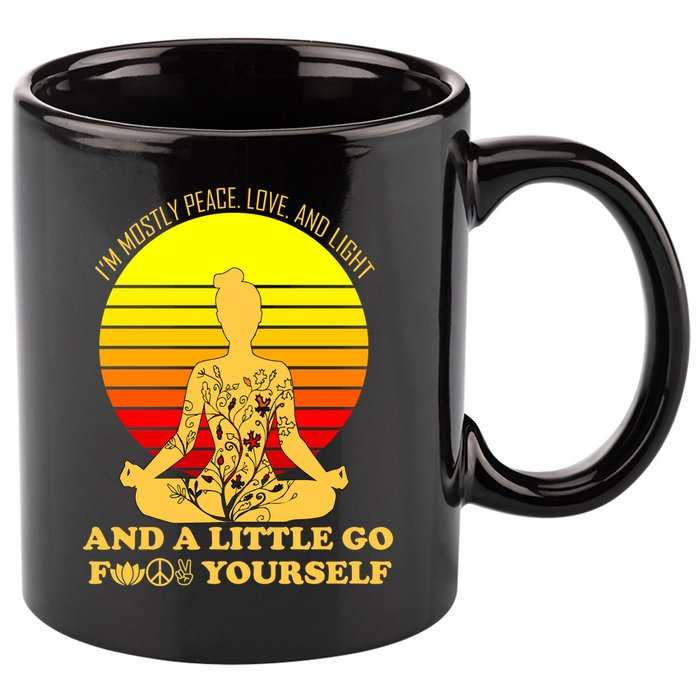 I'm Mostly Peace Love And Light Funny 11oz C Handle Ceramic Mug
