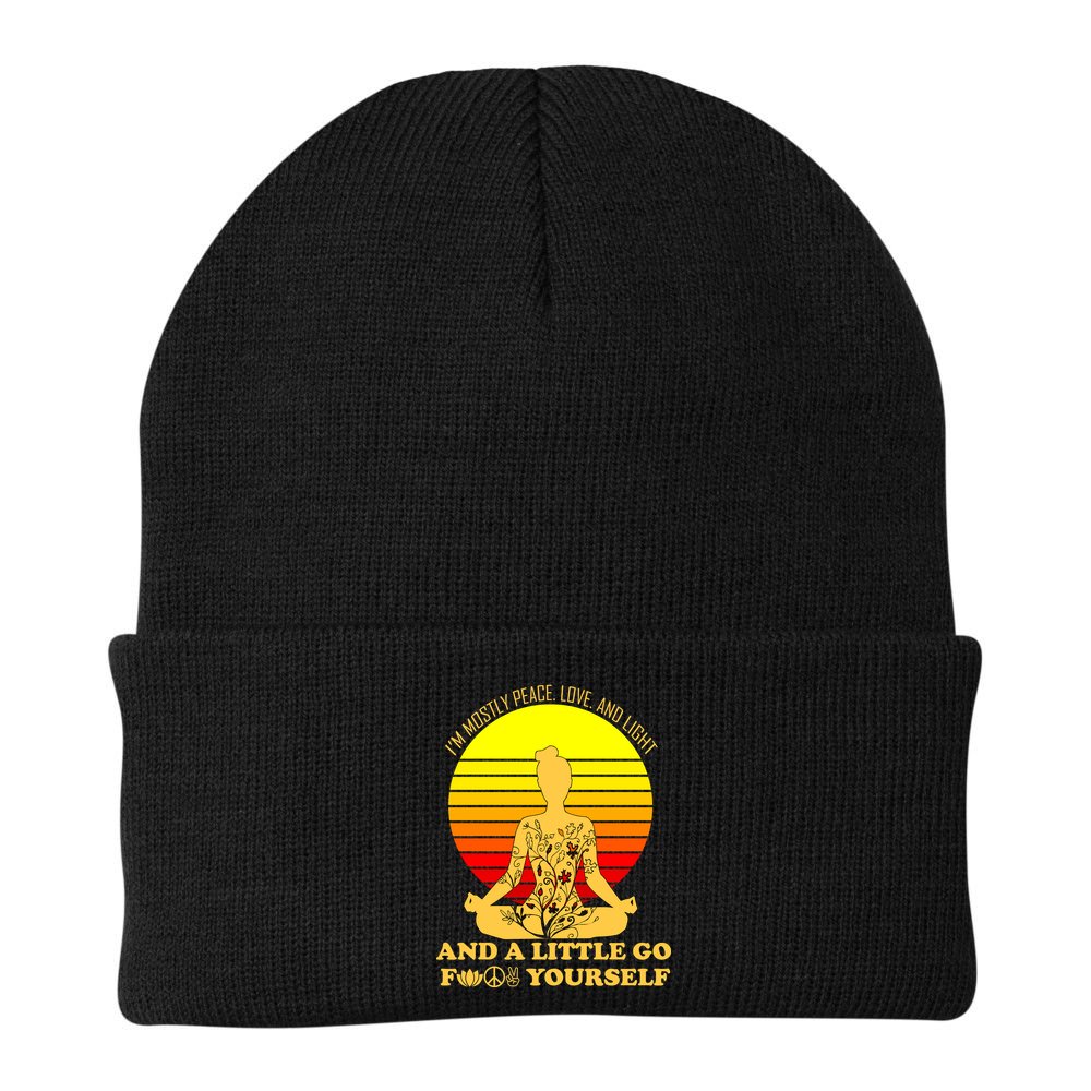 I'm Mostly Peace Love And Light Funny Beanie