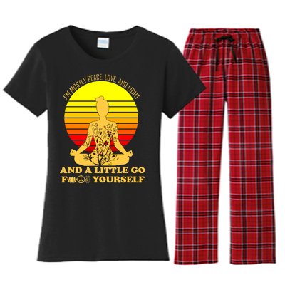 I'm Mostly Peace Love And Light Funny Women's Flannel Pajama Set