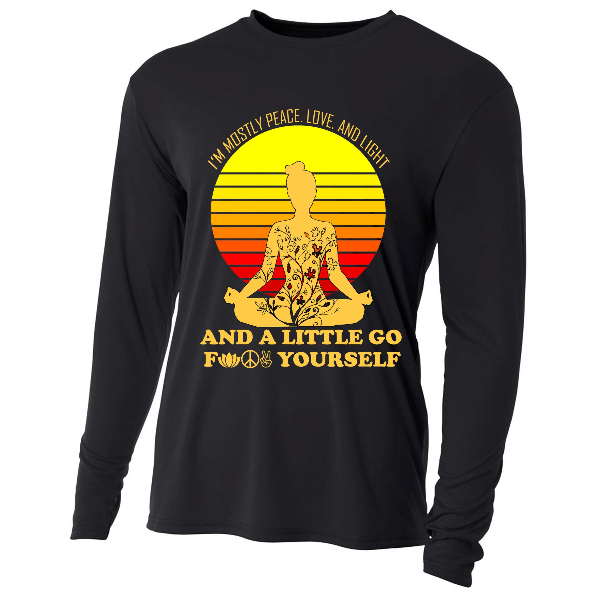 I'm Mostly Peace Love And Light Funny Cooling Performance Long Sleeve Crew