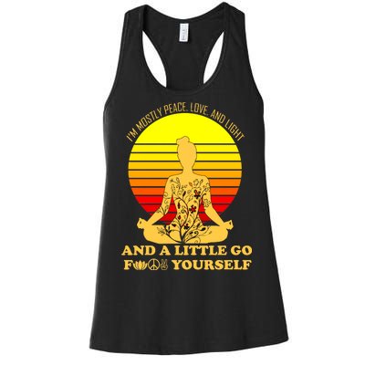 I'm Mostly Peace Love And Light Funny Women's Racerback Tank