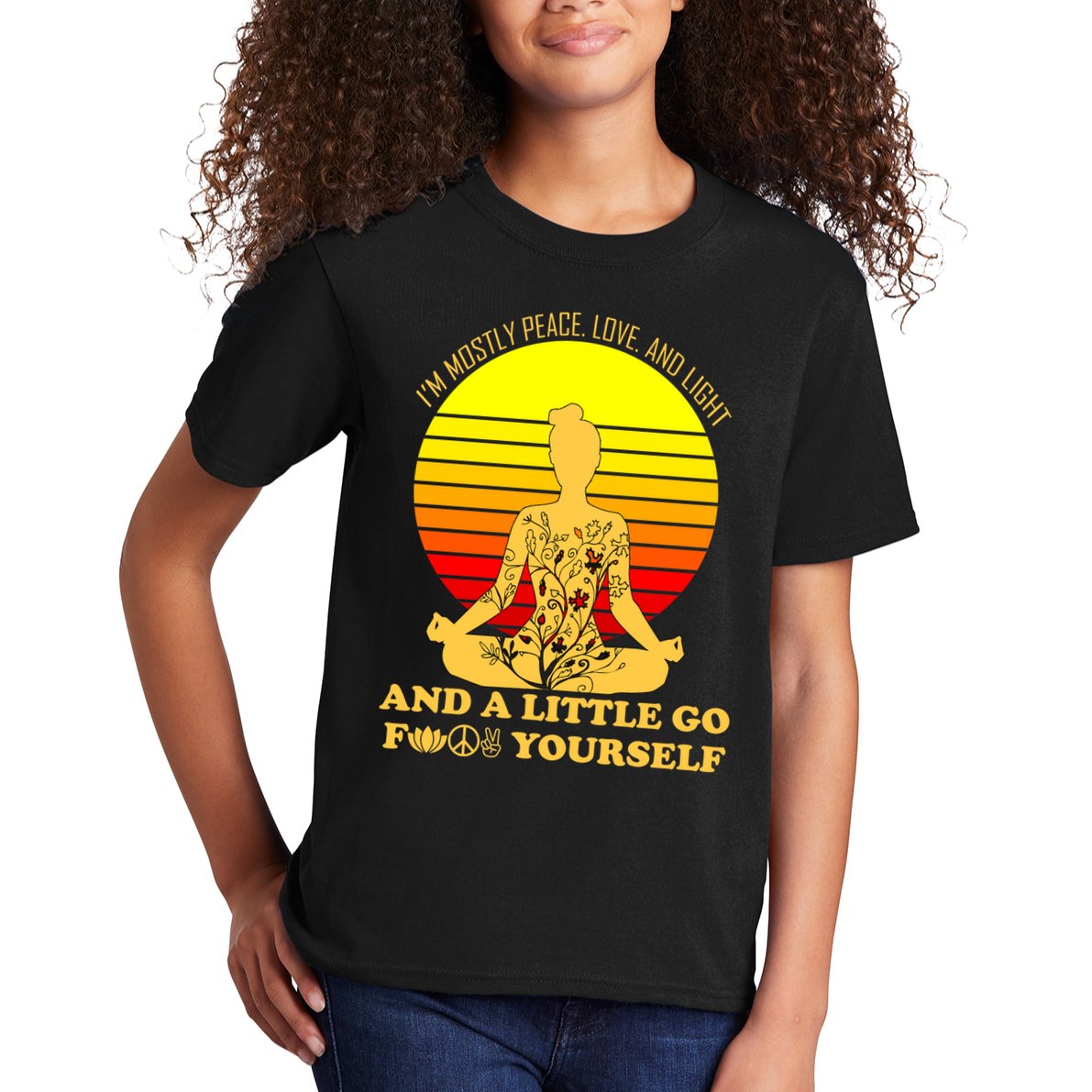 I'm Mostly Peace Love And Light Funny Kids T-Shirt