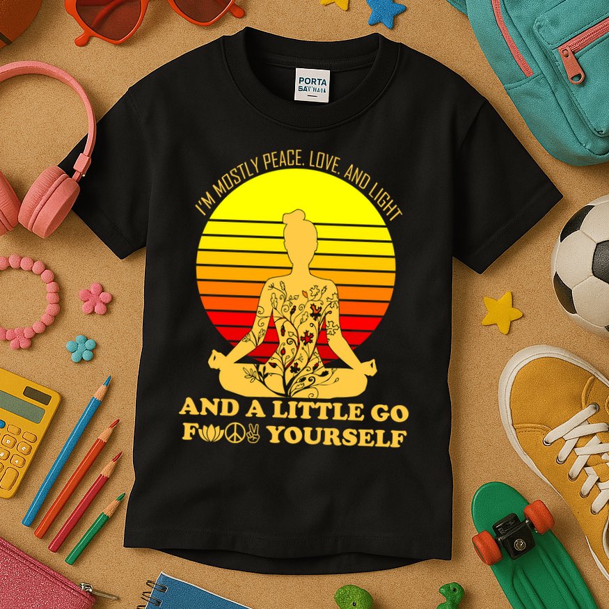 I'm Mostly Peace Love And Light Funny Kids T-Shirt