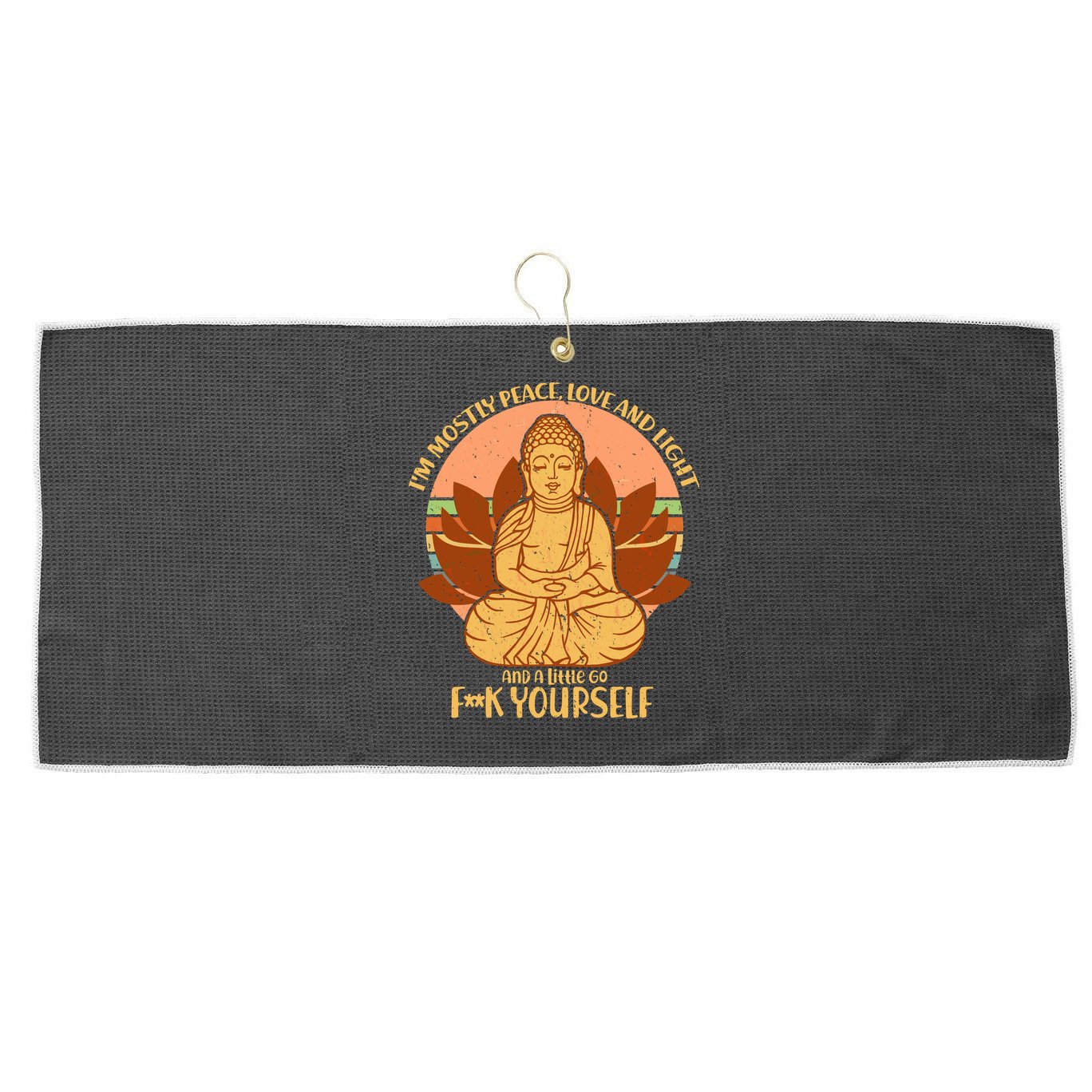 I'm Mostly Peace Love Light Yoga Buddha Large Microfiber Waffle Golf Towel