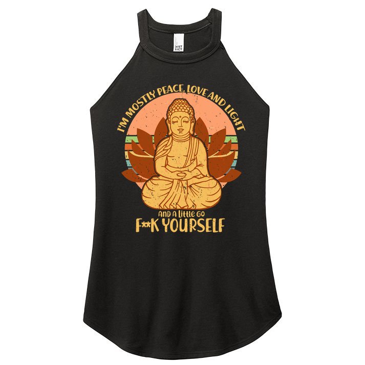 I'm Mostly Peace Love Light Yoga Buddha Women's Perfect Tri Rocker Tank