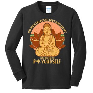 I'm Mostly Peace Love Light Yoga Buddha Kids Long Sleeve Shirt