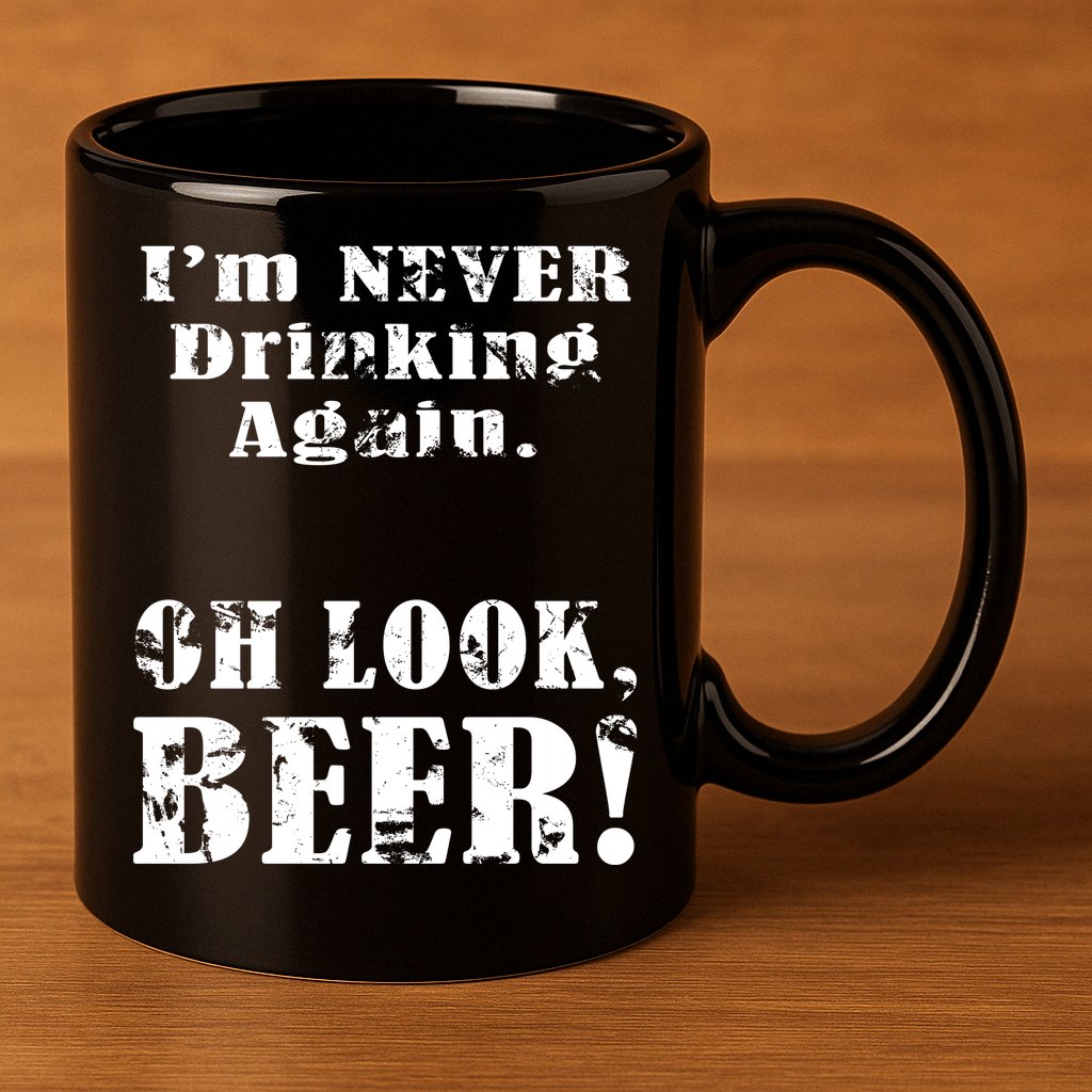 I'm Never Drinking Again Oh Look BEER 11oz C Handle Ceramic Mug