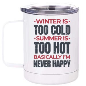 I'm Never Happy 12 oz Stainless Steel Tumbler Cup