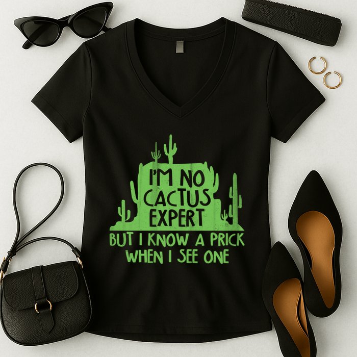 I'm No Cactus Expert But I Know a Prick When I See One Women's V-Neck T-Shirt