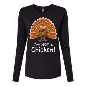 I'm No Chicken Turkey Holiday Womens Cotton Relaxed Long Sleeve T-Shirt