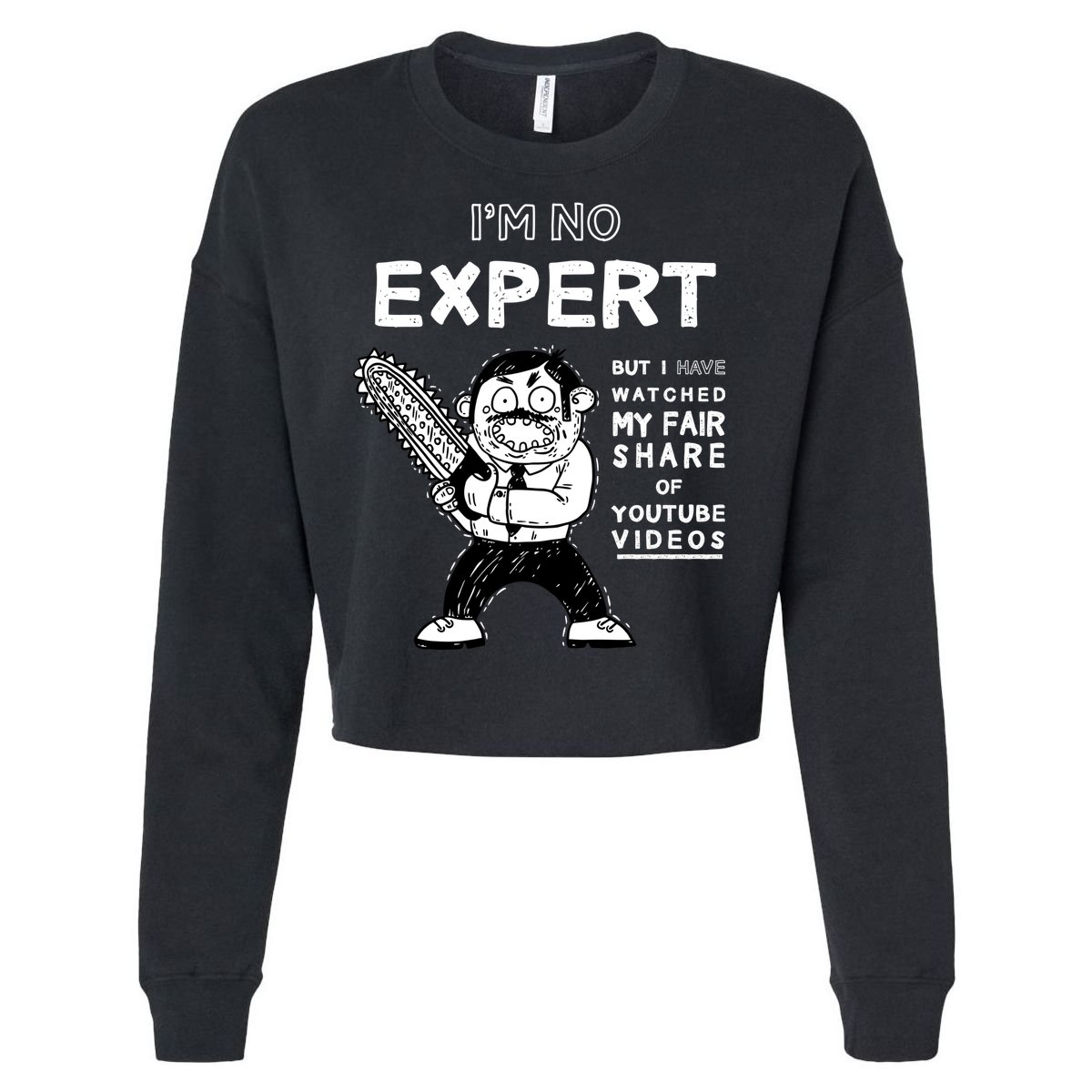 I'm No Expert Funny Video Cropped Pullover Crew