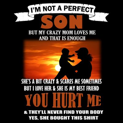 I'm Not A Perfect Son But My Crazy Mom Loves Me T-Shirt
