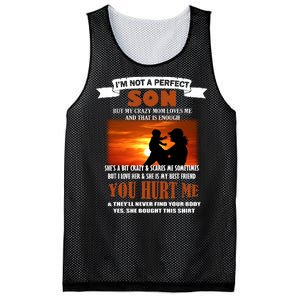 I'm Not A Perfect Son But My Crazy Mom Loves Me Mesh Reversible Basketball Jersey Tank