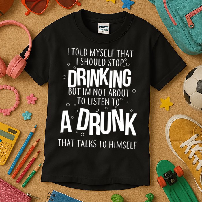 I'm Not About To Listen To A Drunk That Talks To Himself Kids T-Shirt