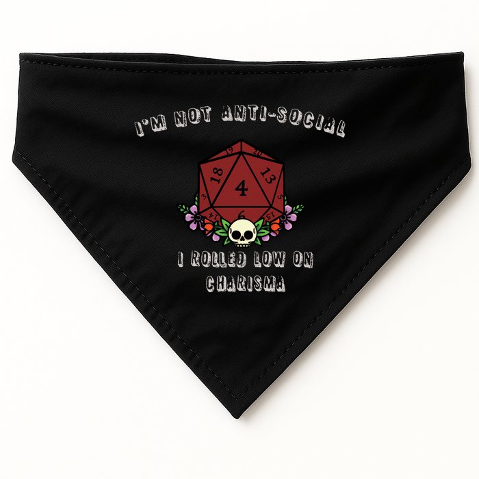 I'm Not Anti-Social I Rolled Low On Charisma USA-Made Doggie Bandana