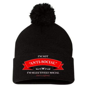 I'm Not Anti-Social I'm Selectively Social Pom Pom 12in Knit Beanie