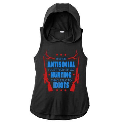 I'm Not Antisocial Hunting Funny Ladies PosiCharge Tri-Blend Wicking Draft Hoodie Tank