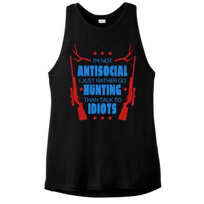 I'm Not Antisocial Hunting Funny Ladies PosiCharge Tri-Blend Wicking Tank