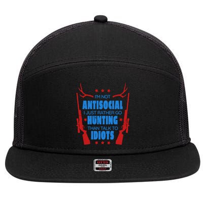 I'm Not Antisocial Hunting Funny 7 Panel Mesh Trucker Snapback Hat