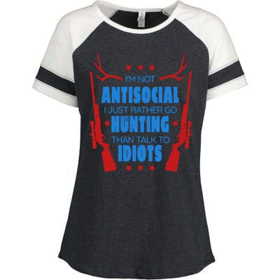 I'm Not Antisocial Hunting Funny Enza Ladies Jersey Colorblock Tee