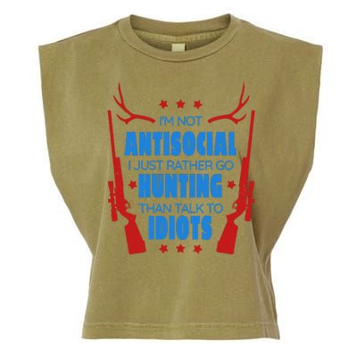 I'm Not Antisocial Hunting Funny Garment-Dyed Women's Muscle Tee