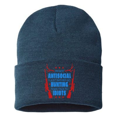 I'm Not Antisocial Hunting Funny Sustainable Knit Beanie