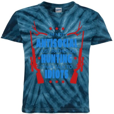 I'm Not Antisocial Hunting Funny Kids Tie-Dye T-Shirt