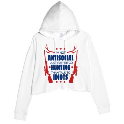 I'm Not Antisocial Hunting Funny Crop Fleece Hoodie