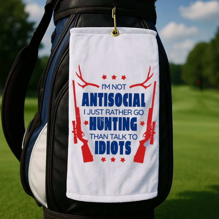 I'm Not Antisocial Hunting Funny Golf Towel