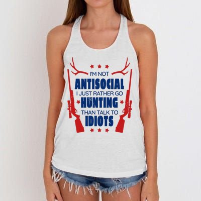 I'm Not Antisocial Hunting Funny Women's Knotted Racerback Tank