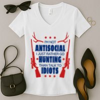 I'm Not Antisocial Hunting Funny Women's V-Neck T-Shirt