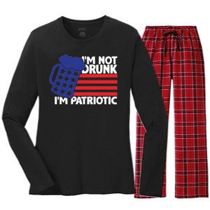 I'm Not Drunk I'm Patriotic Funny Women's Long Sleeve Flannel Pajama Set 