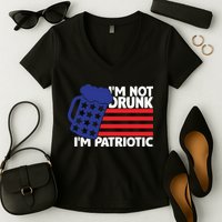I'm Not Drunk I'm Patriotic Funny Women's V-Neck T-Shirt