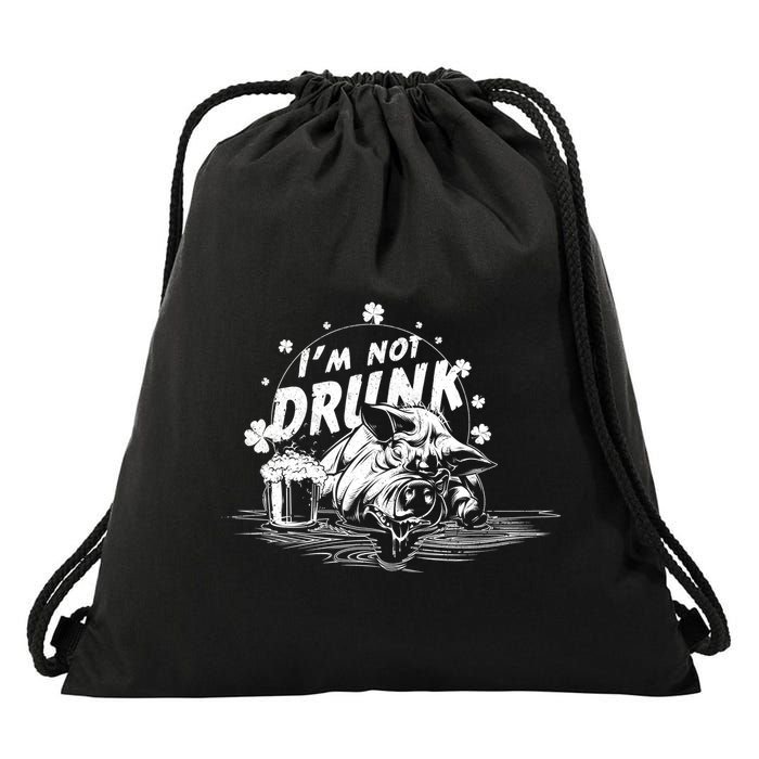 I'm Not Drunk Pig - St Patrick's day Drawstring Bag
