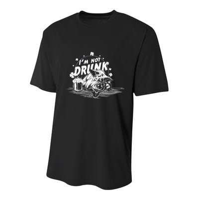 I'm Not Drunk Pig - St Patrick's day Youth Performance Sprint T-Shirt