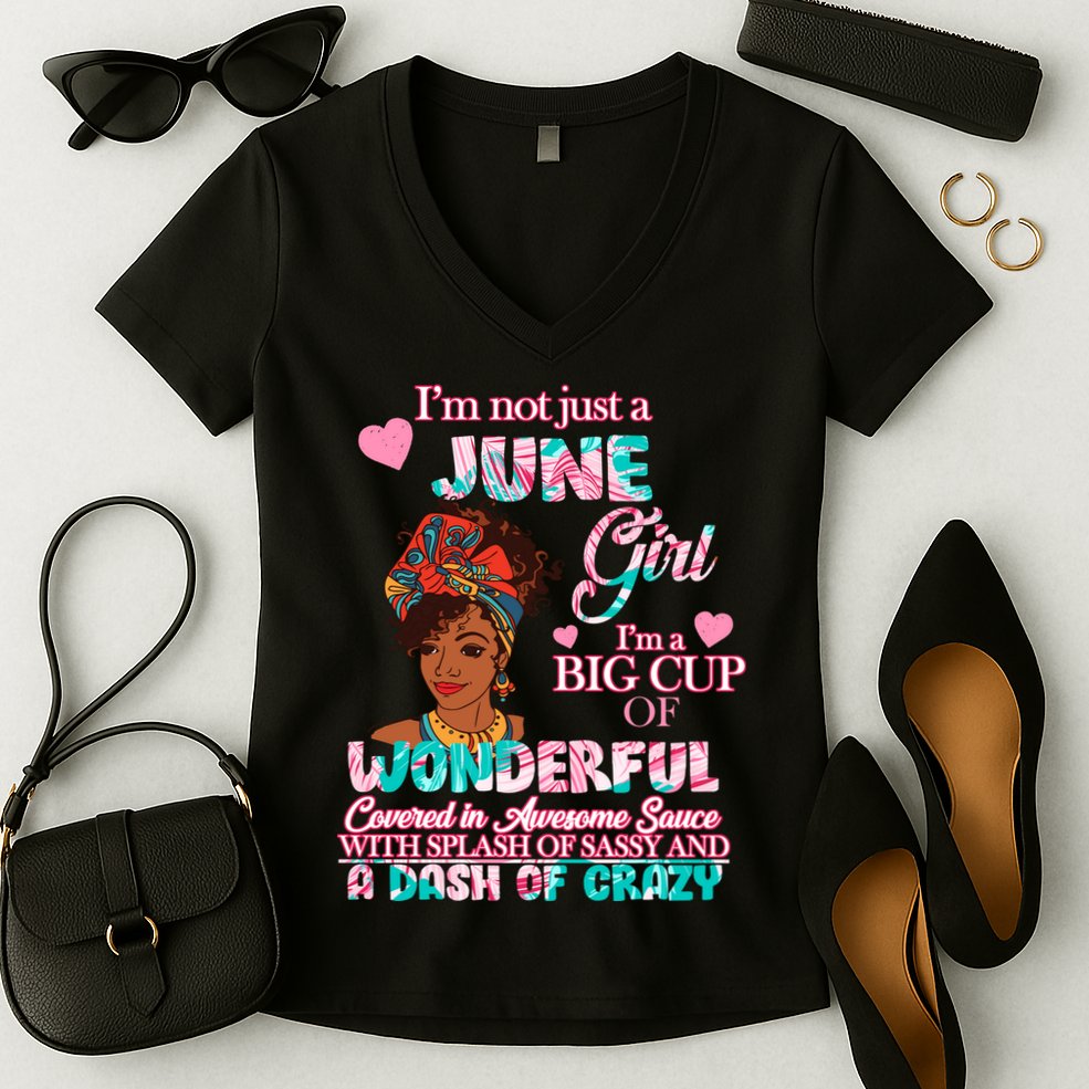 I'm Not Just A June Girl Funny Birthday Women's V-Neck T-Shirt