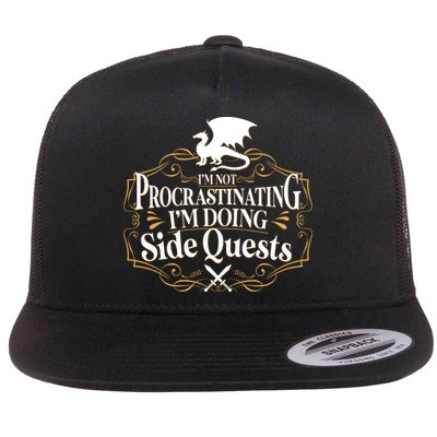 I'm Not Procrastinating I'm Doing Side Quest RPG Flat Bill Trucker Hat