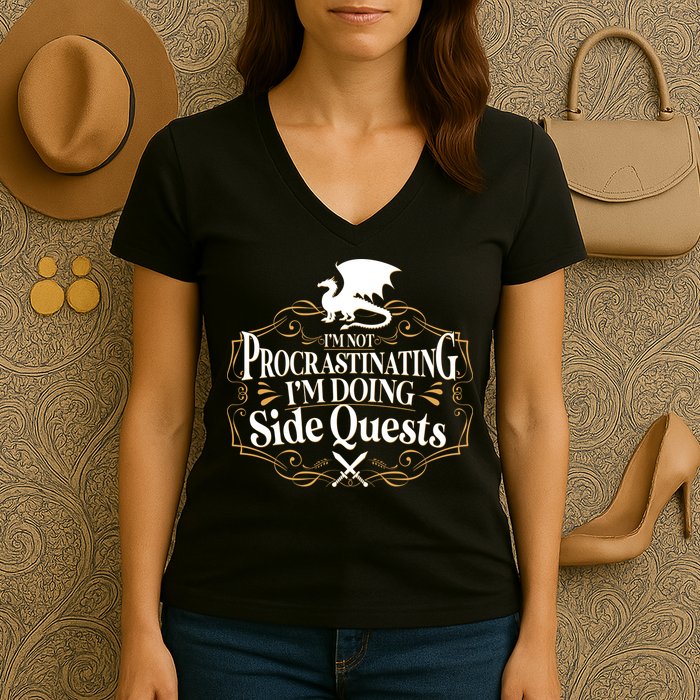 I'm Not Procrastinating I'm Doing Side Quest RPG Women's V-Neck T-Shirt