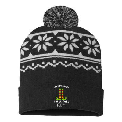 I'm Not Short I'm A Tall Elf USA-Made Snowflake Beanie