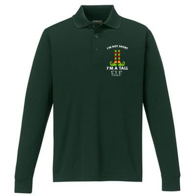 I'm Not Short I'm A Tall Elf Performance Long Sleeve Polo