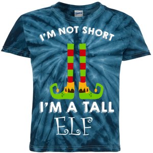 I'm Not Short I'm A Tall Elf Kids Tie-Dye T-Shirt