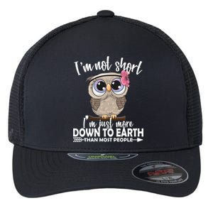 I'm Not Short I'm Just More Down To Earth Owl Flexfit Unipanel Trucker Cap