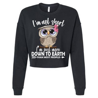 I'm Not Short I'm Just More Down To Earth Owl Cropped Pullover Crew